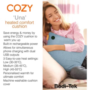 COZY UNA Wireless Heated Cushion 45 by 45cm Scandi Grey - Image 6