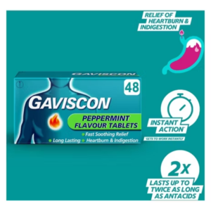 Gaviscon Heartburn & Indigestion Relief Peppermint Flavour Tablets x48 - Image 4