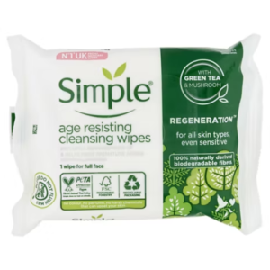 Simple Regeneration Age Resisting Biodegradable Facial Wipes for sensitive skin 20 wipes - Image 3