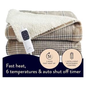 Dreamland Naptime Warming Sherpa Blanket Beige Tartan Check 180X135 Cm - Image 4