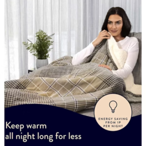 Dreamland Naptime Warming Sherpa Blanket Beige Tartan Check 180X135 Cm - Image 5