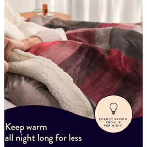 Dreamland Naptime Warming Sherpa Blanket - Tartan Check Red. Grey 180X135 - Image 4
