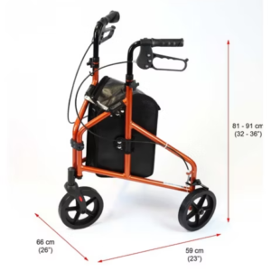 NRS Healthcare 3 Wheel Aluminium Rollator Orange - Image 6