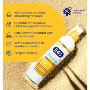 E45 Kids & Baby Sun Face & Body Spray for Sensitive Skin. Nourishing Sun Spray with very high SPF 50+ 180ml - Image 5