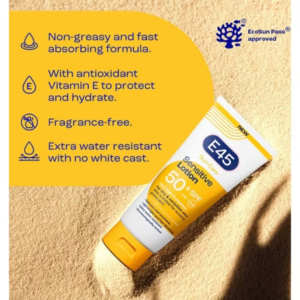 E45 Sun Body Lotion for Sensitive Skin. Hydrating Sun Cream with very high UVA and UVB protection and SPF 50+ 180ml - Image 5