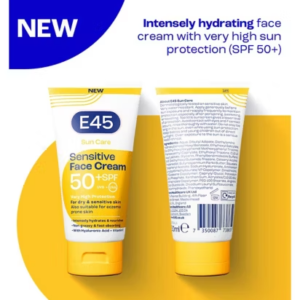 E45 Sun Face Cream for Sensitive Skin, Hydrating Sun Cream with very high UVA and UVB protection and SPF 50+, For Dry Skin - Image 3