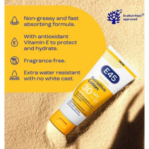 E45 Sun Lotion for Sensitive Skin. Hydrating Body Sun Cream with high UVA and UVB protection and SPF 30. With Vitamin E 180ml - Image 5