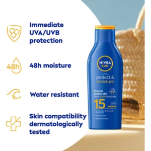 NIVEA SUN Protect & Moisture Sun Cream Lotion SPF15 200ml - Image 3