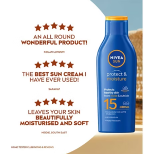 NIVEA SUN Protect & Moisture Sun Cream Lotion SPF15 200ml - Image 5