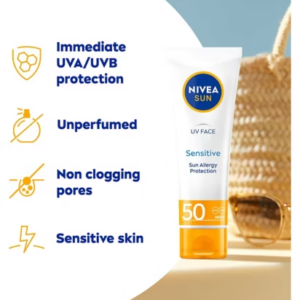 NIVEA Sun UV Face Soothing Sensitive Sun Cream SPF50+ 50ml - Image 3