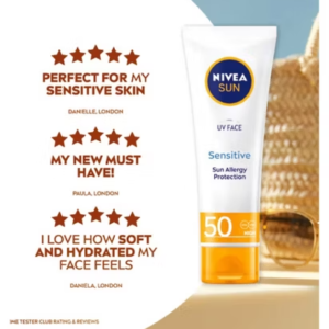 NIVEA Sun UV Face Soothing Sensitive Sun Cream SPF50+ 50ml - Image 5