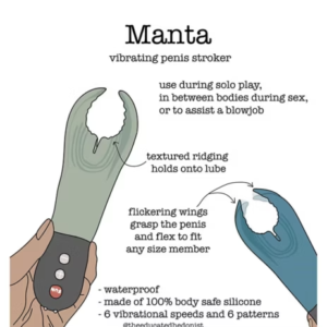 Fun Factory Manta Deep Sea Blue Black Vibrating Male Stroker - Image 4